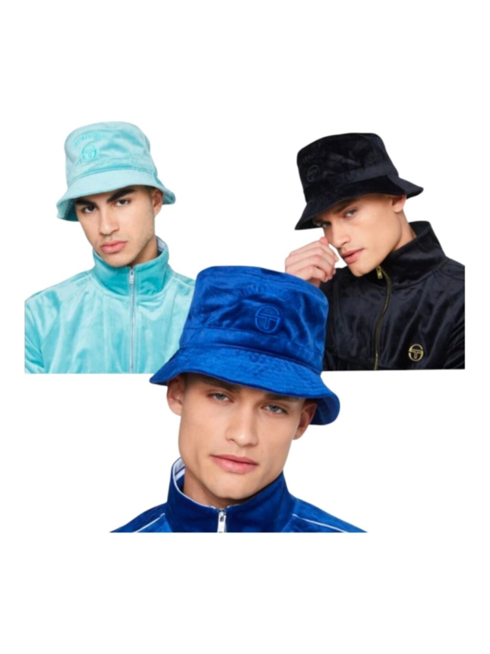 NEW Sergio Tacchini Sovana Velour Navy Canton Bucket Hat Tennis Golf Designer